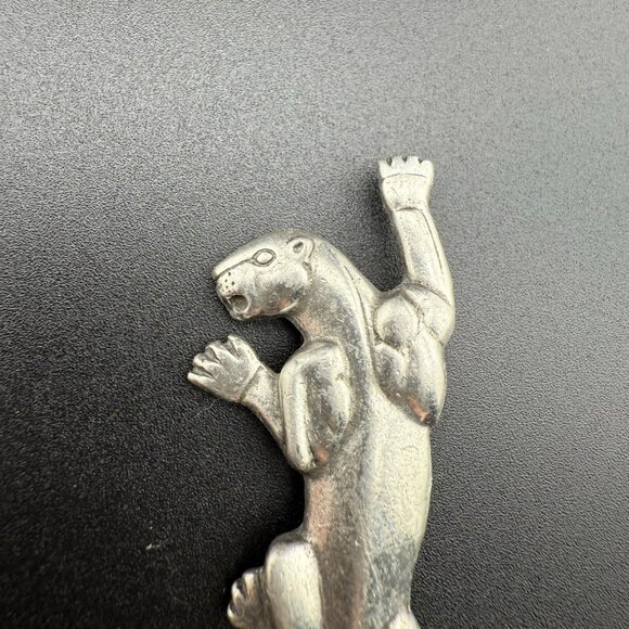 Vintage JJ Pewter Panther Climbing Brooch Pin Unique Silhouette Detailed Jewelry - Picture 3 of 6